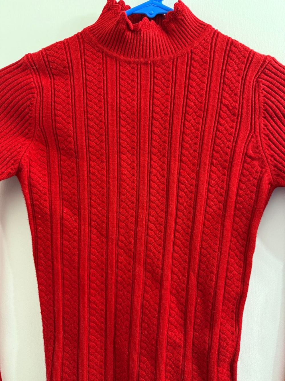 Red Ribbed Mock Neck Sweater - Picture 8 of 10